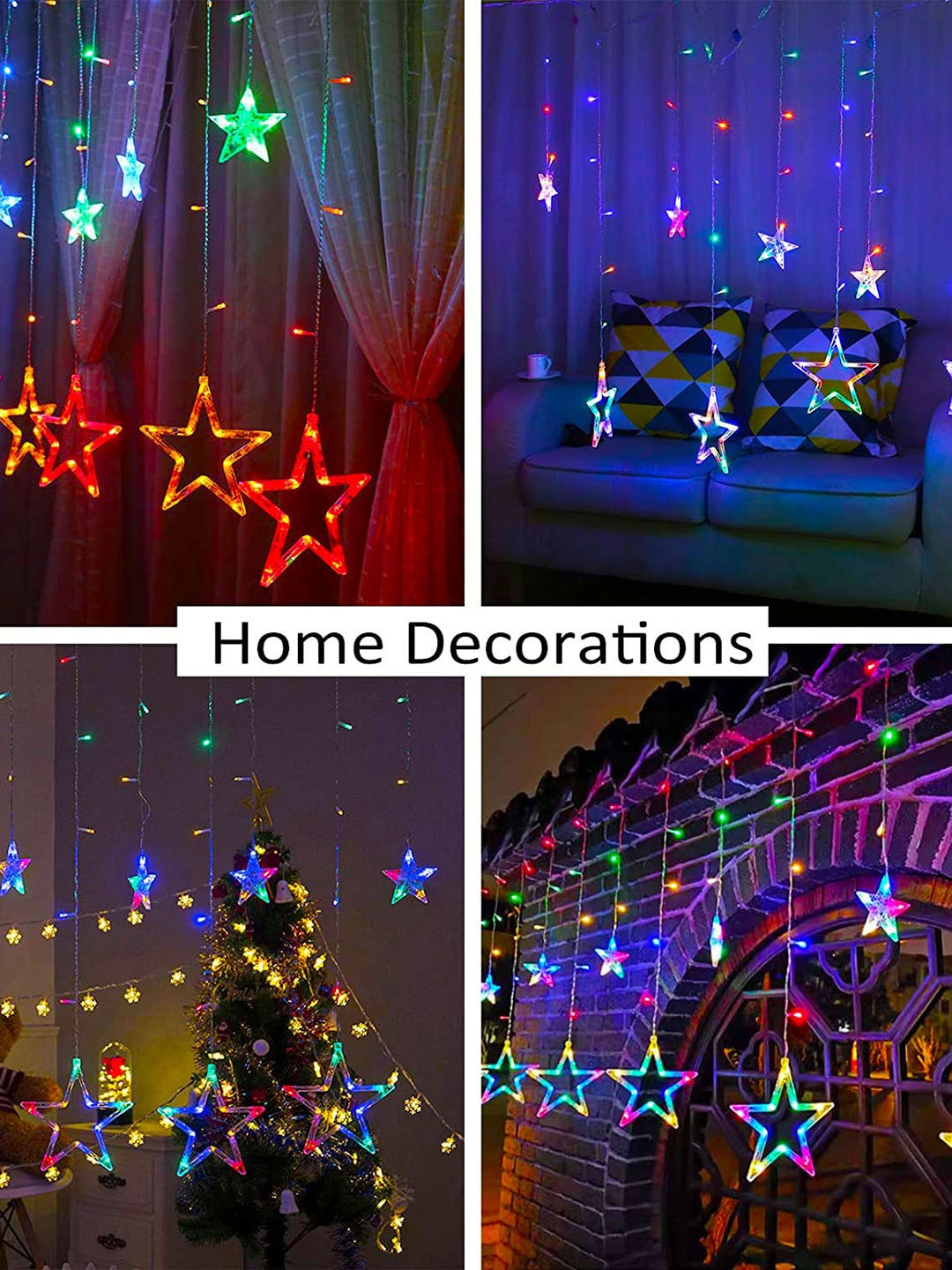 

MLD Blue & Orange 2 Pcs 12LED Star Curtain Fairy Lights