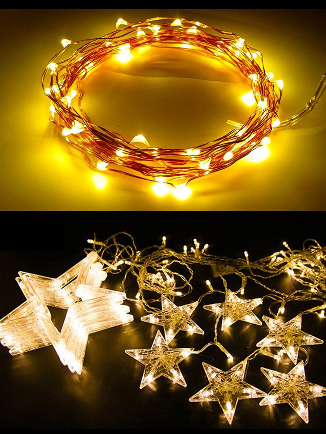 

MLD Yellow 12 Star LED Lights & 30 LED Fairy Lights