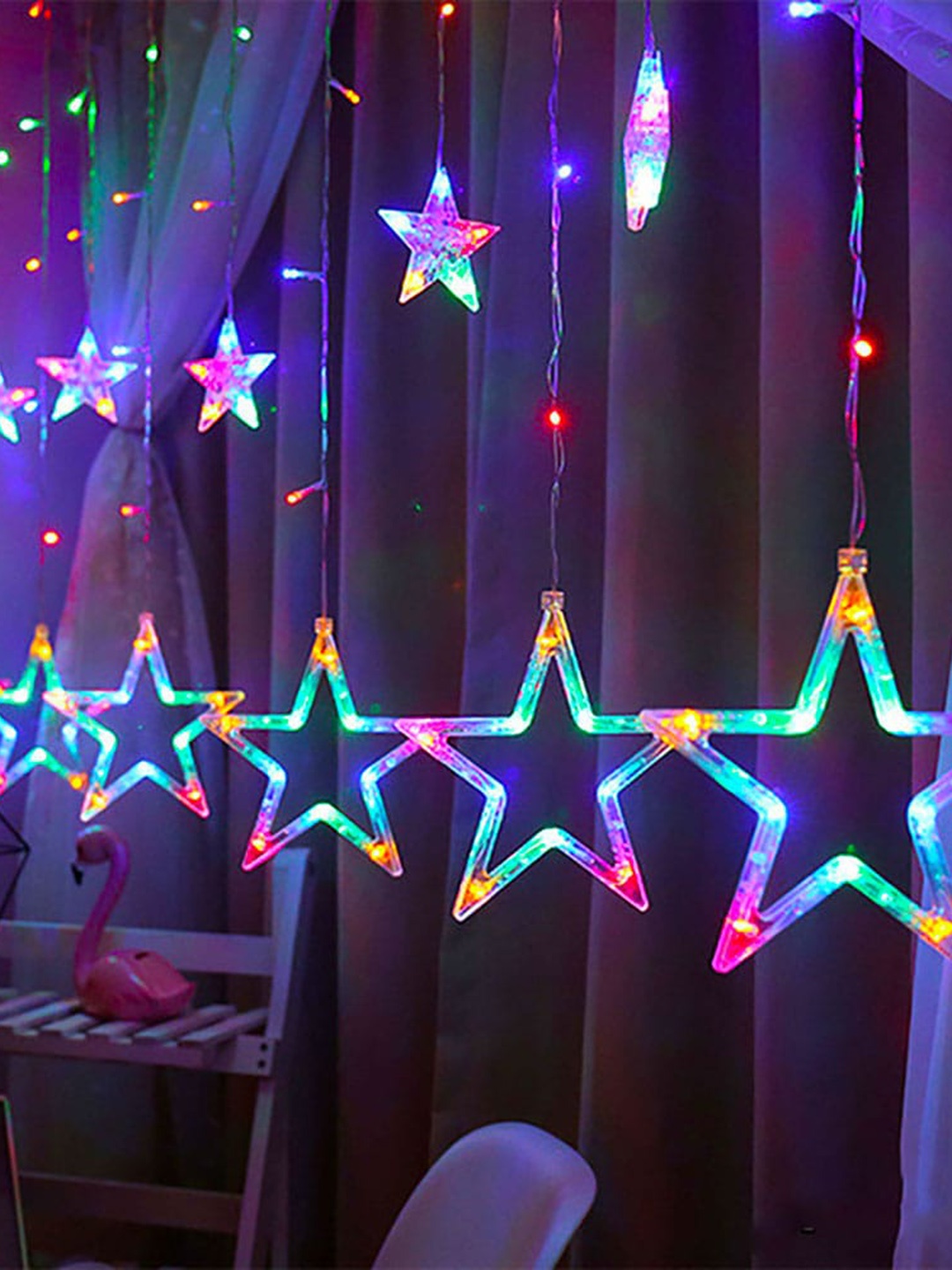 

MLD Blue & Pink Modern Star Curtain Lights & 8 Mode Led String Light