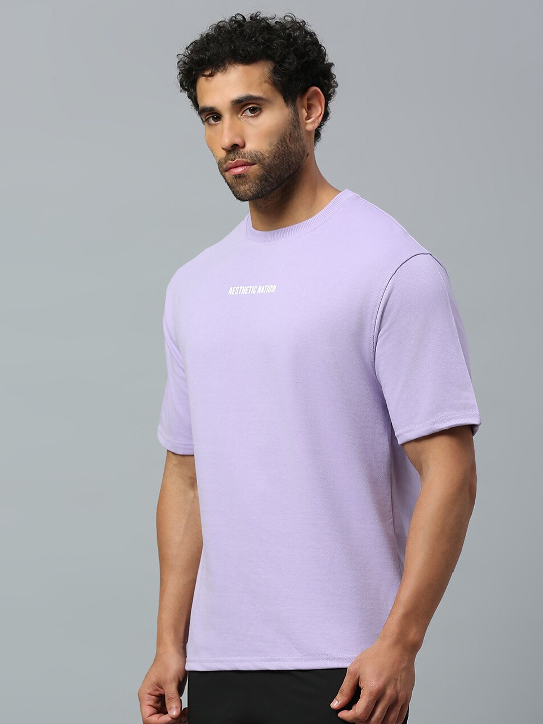 

AESTHETIC NATION Round Neck Oversized T-shirt, Lavender