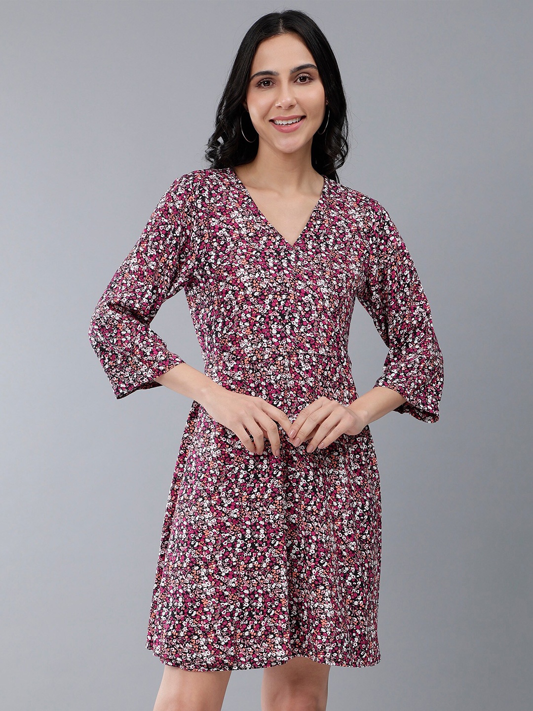 

HERE&NOW Floral Printed A-Line Dress, Pink