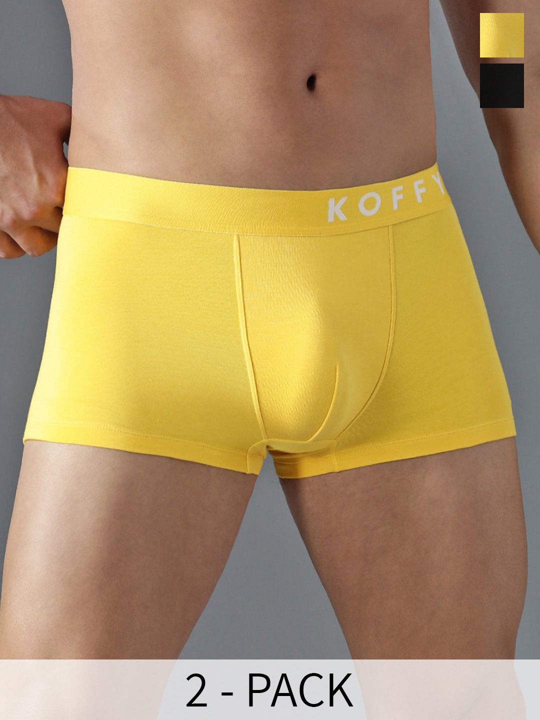 

KOFFY Pack of 2 Form-Soft Micro Modal Trunks, Black