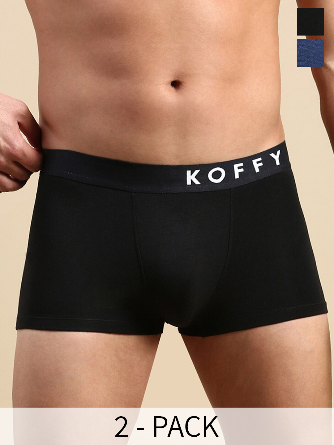 

KOFFY Pack of 2 Form-Soft Micro Modal Trunks, Black
