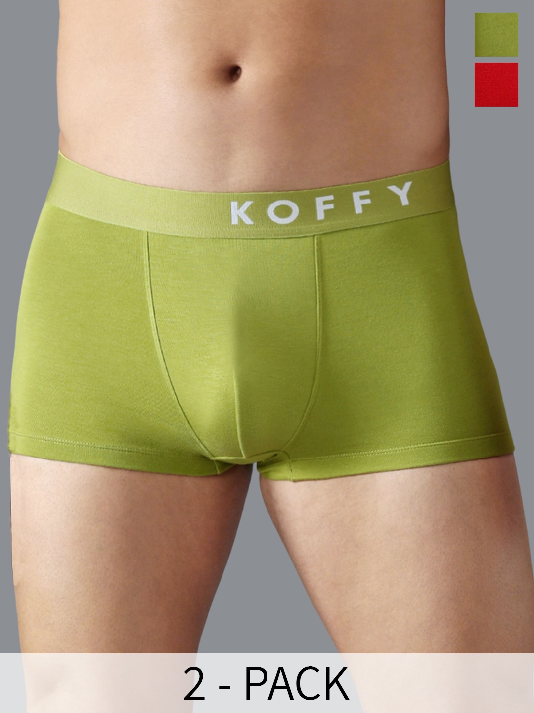 

KOFFY Pack of 2 Form-Soft Micro Modal Trunks, Red