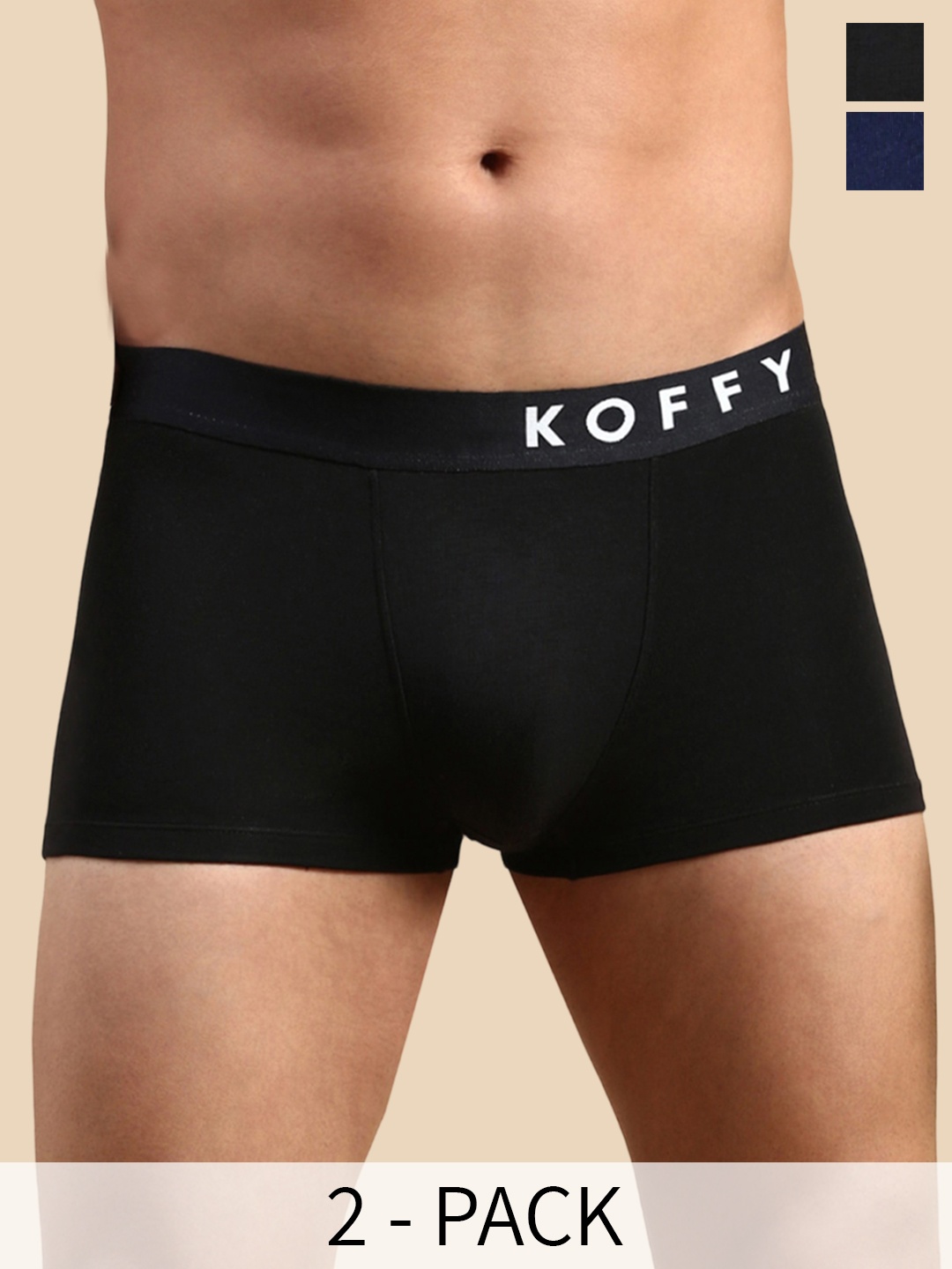 

KOFFY Pack of 2 Form-Soft Micro Modal Trunks, Navy blue