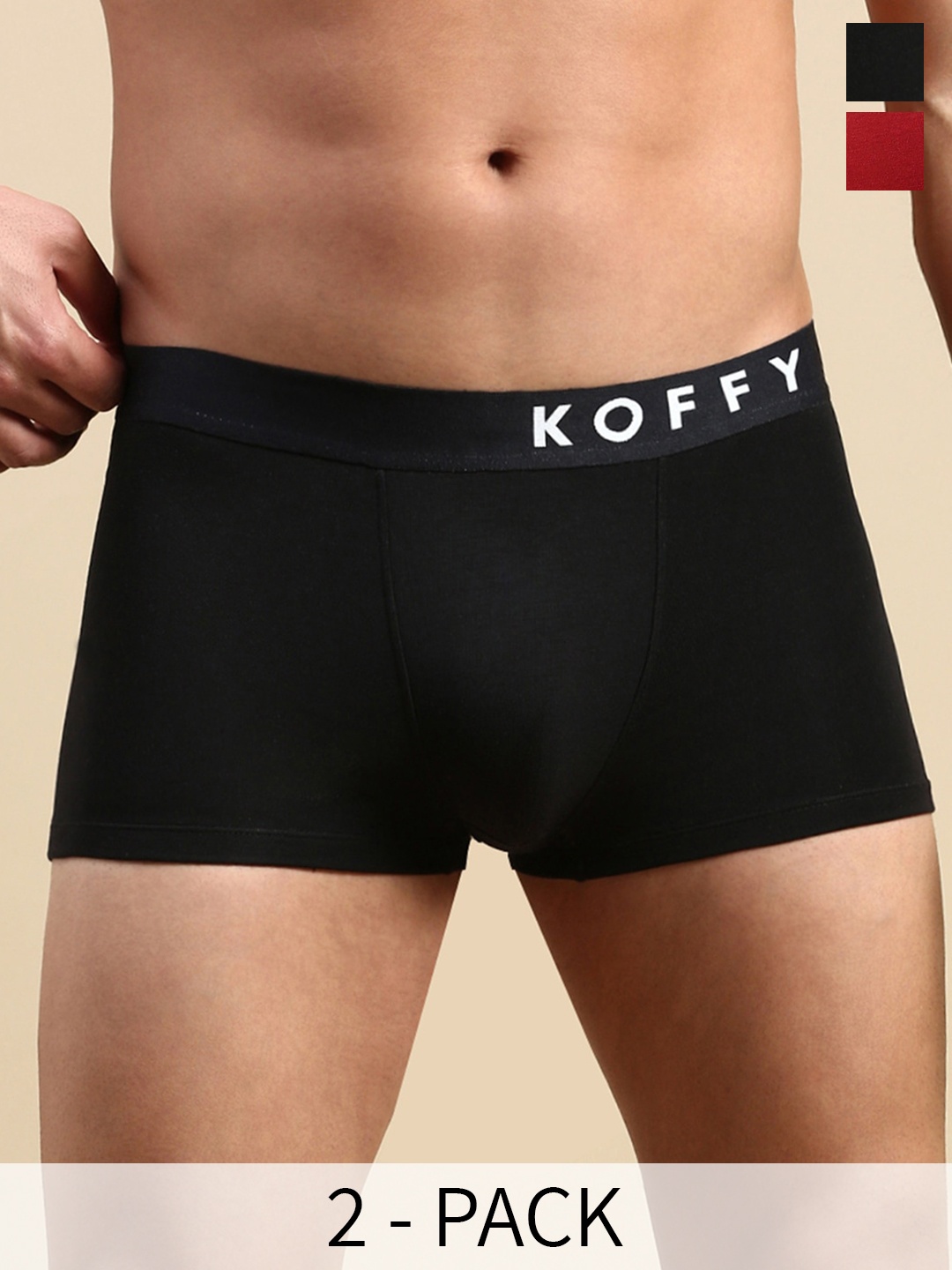 

KOFFY Pack of 2 Form-Soft Micro Modal Trunks, Maroon