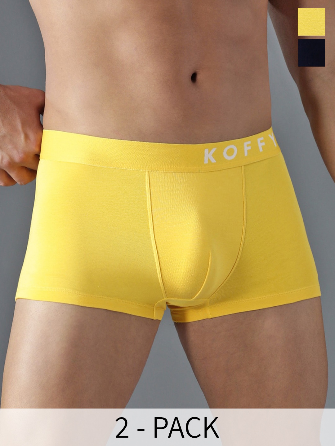 

KOFFY Pack of 2 Form-Soft Micro Modal Trunks, Yellow