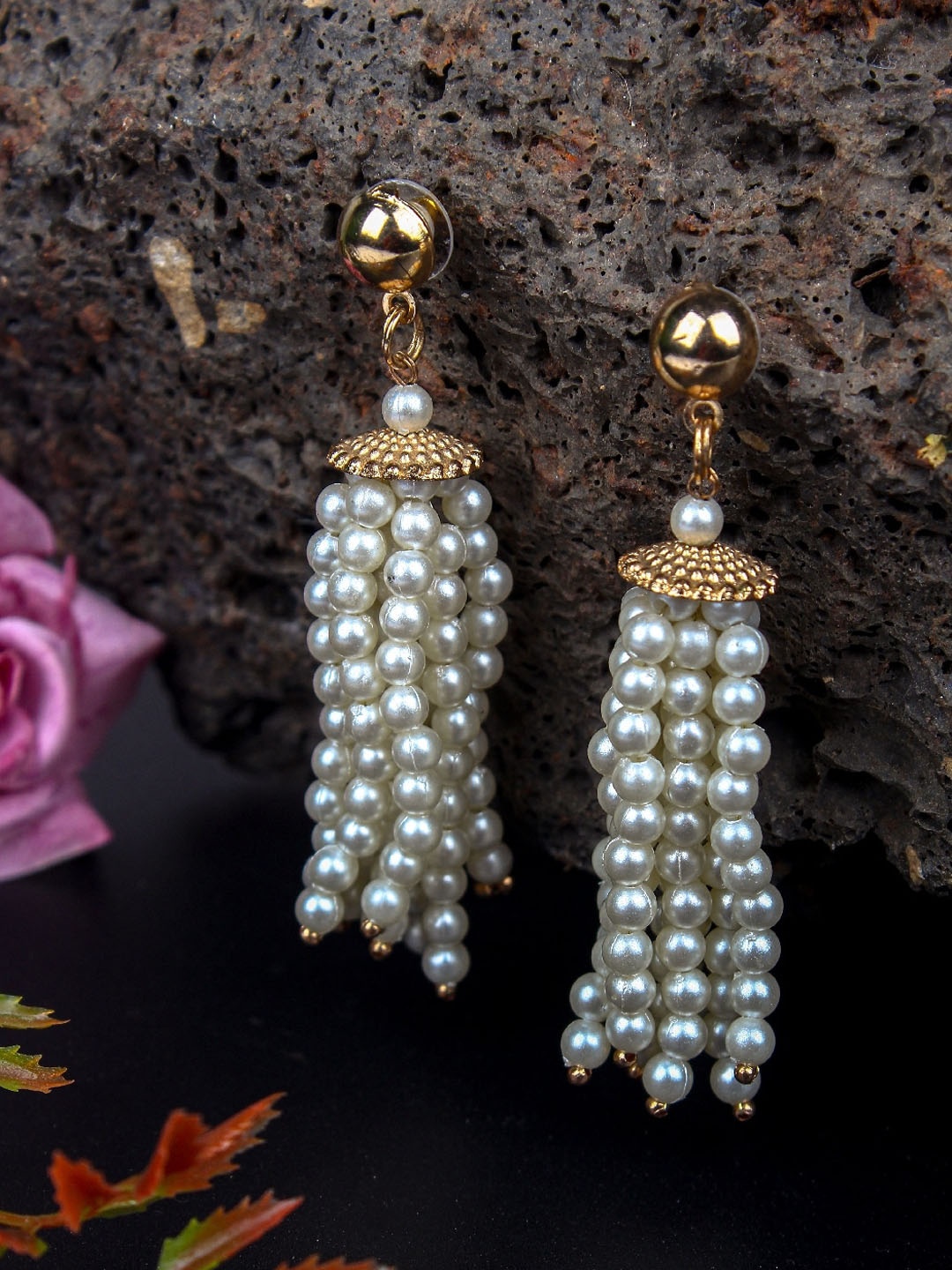 

DressBerry Gold-Plated Contemporary Pearls Drop Earrings