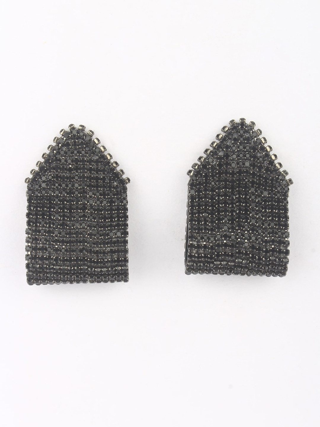 

DressBerry Black Brass-Plated Contemporary Studs Earrings