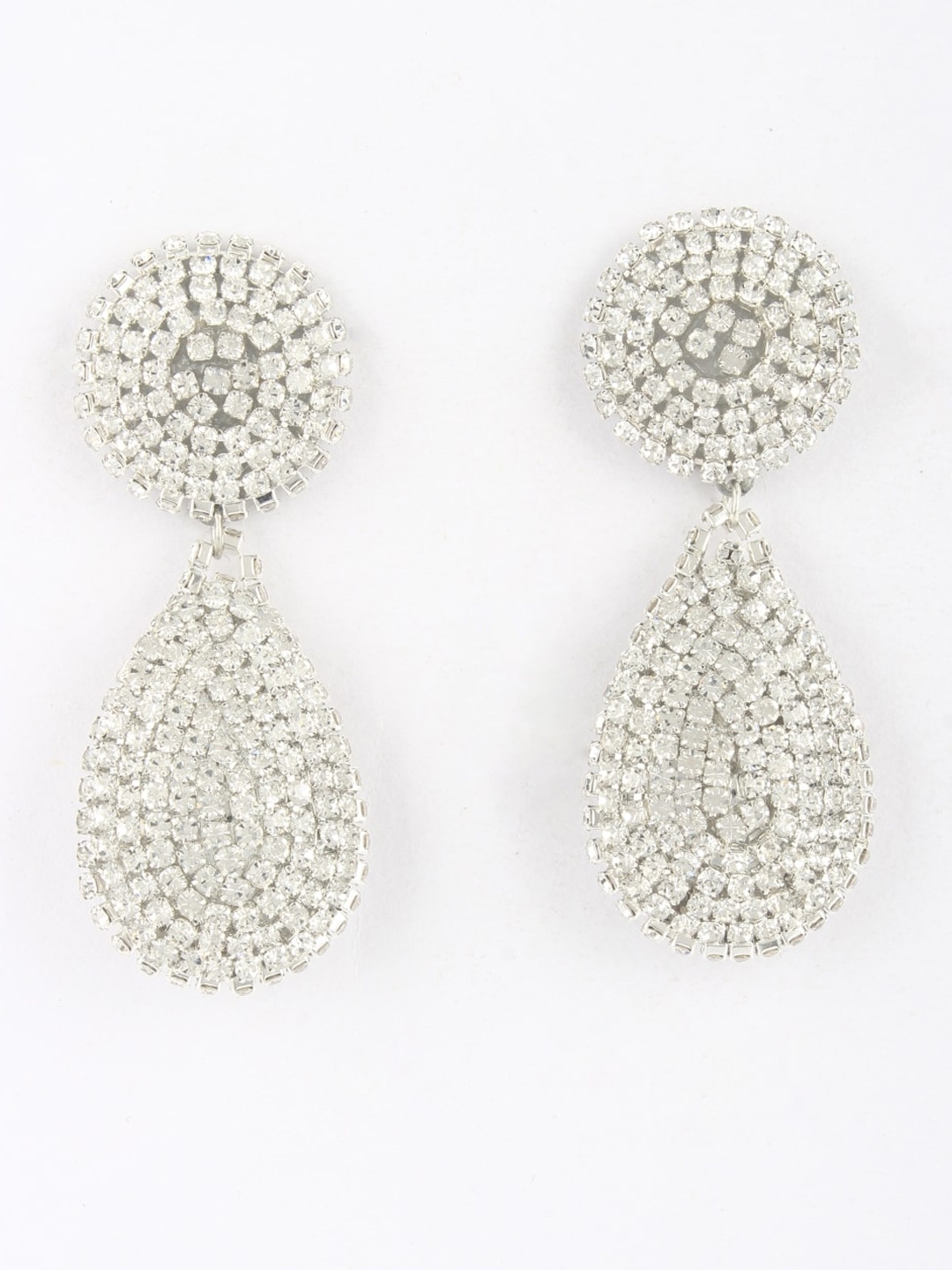 

DressBerry Silver-Plated Stone-Studded Contemporary Drop Earrings
