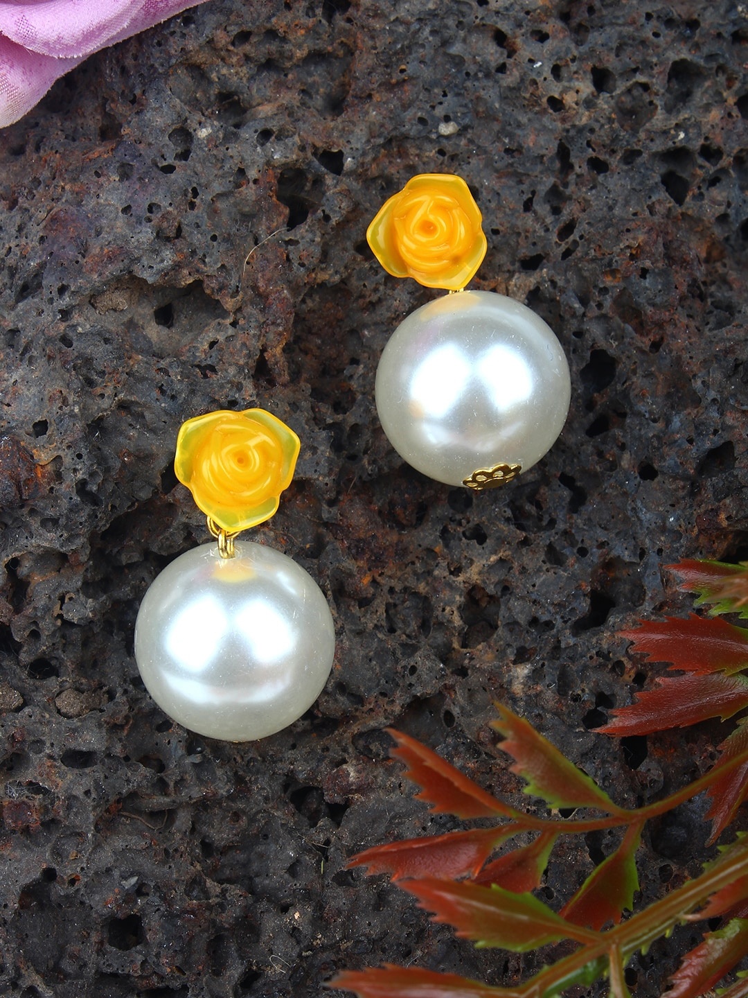 

DressBerry Gold-Plated Contemporary Pearls Drop Earrings