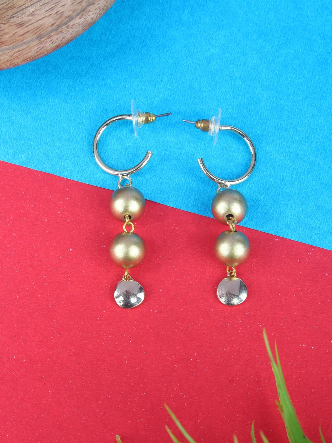 

DressBerry Gold-Plated Beaded Contemporary Drop Earrings