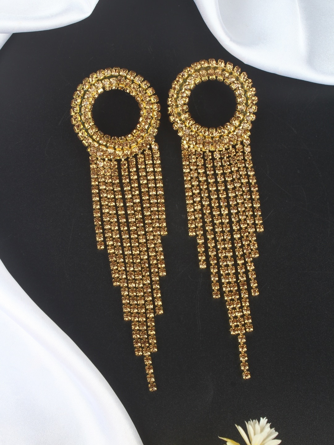 

DressBerry Gold Toned Stone Gold-Plated Contemporary Chandelier Drop Earrings