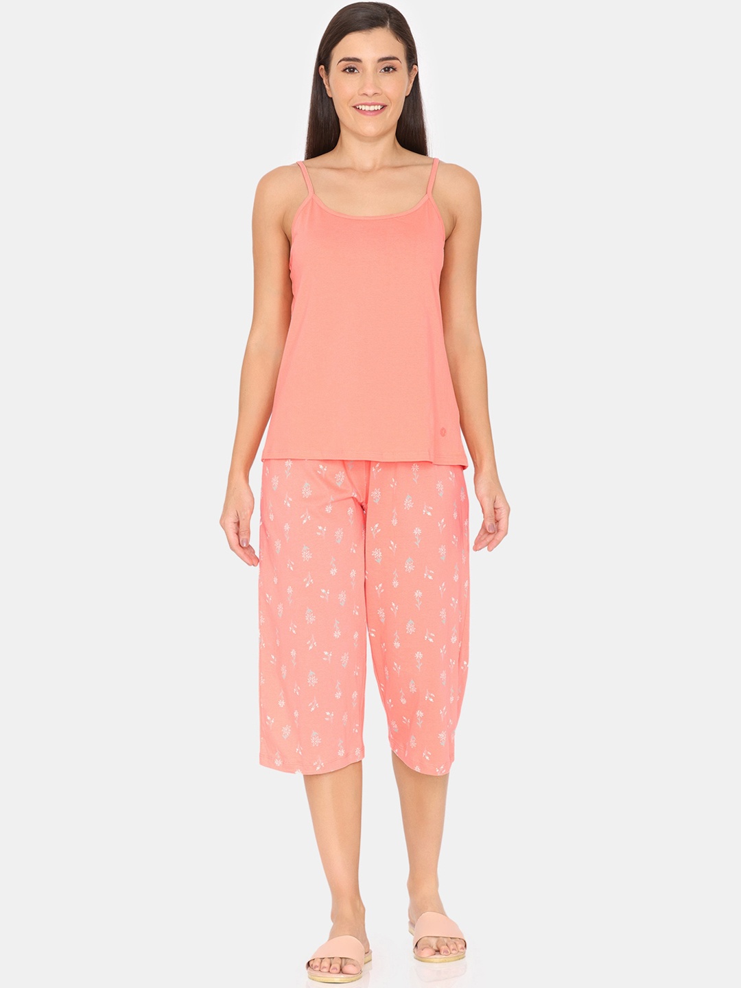 

Zivame Floral Printed Pure Cotton Night suit, Pink