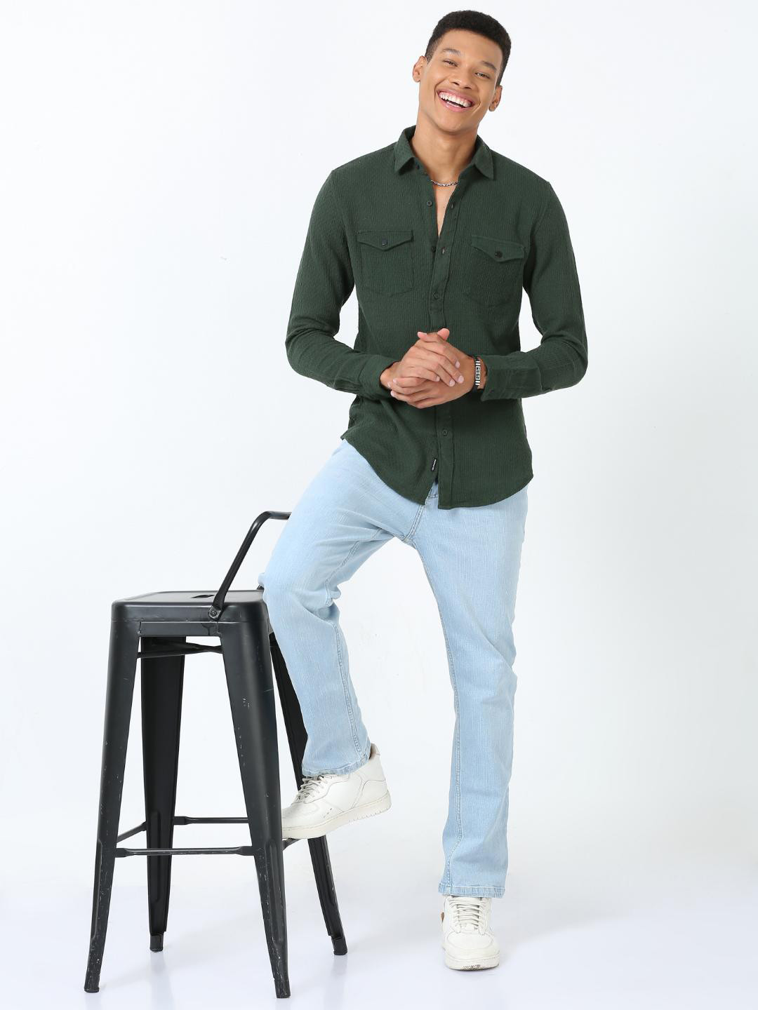 

FLY 69 Premium Slim Fit Casual Shirt, Green