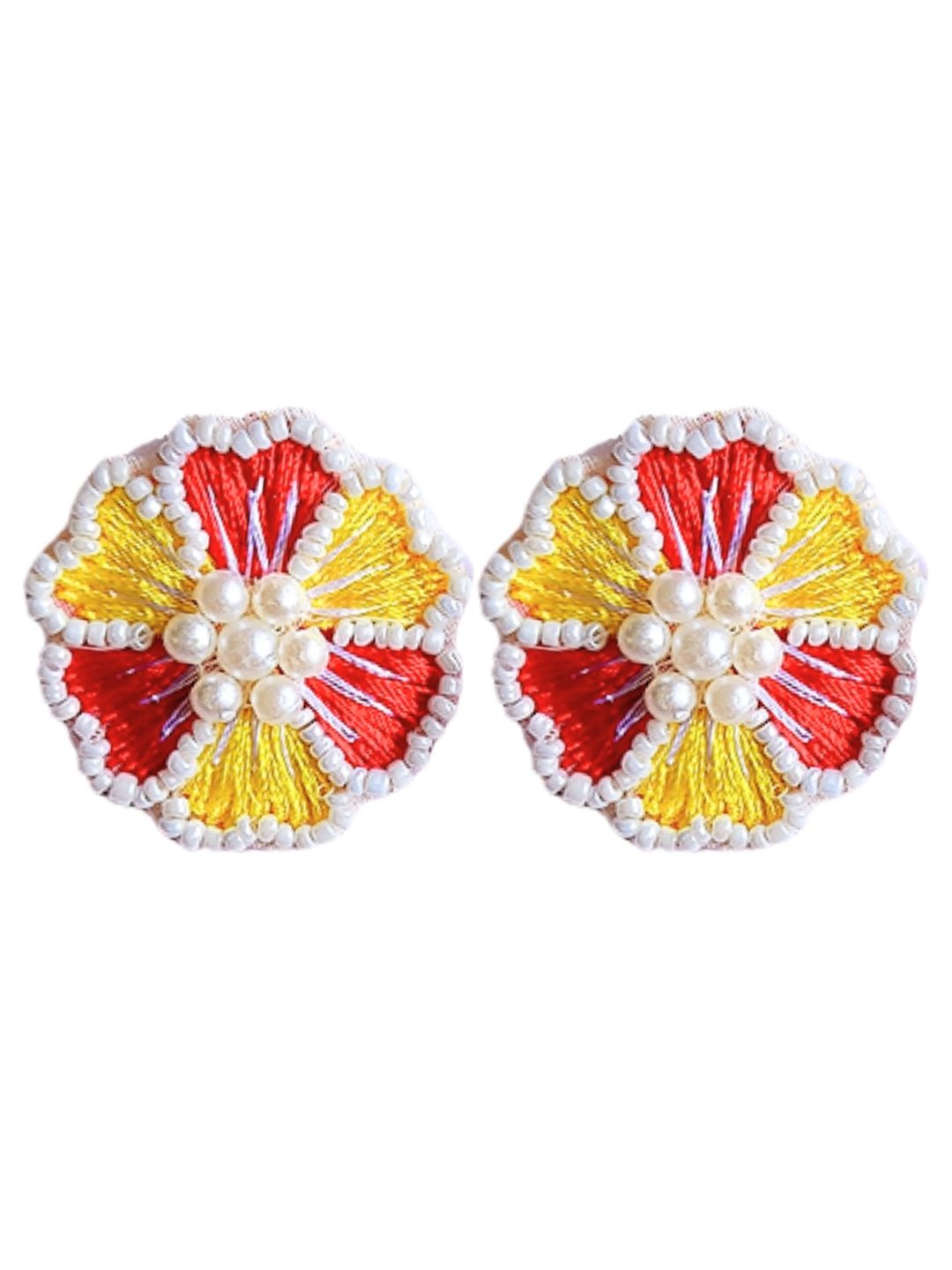 

DressBerry Red Yellow Gold Plated Stones Studded & Beaded Jewellery Set