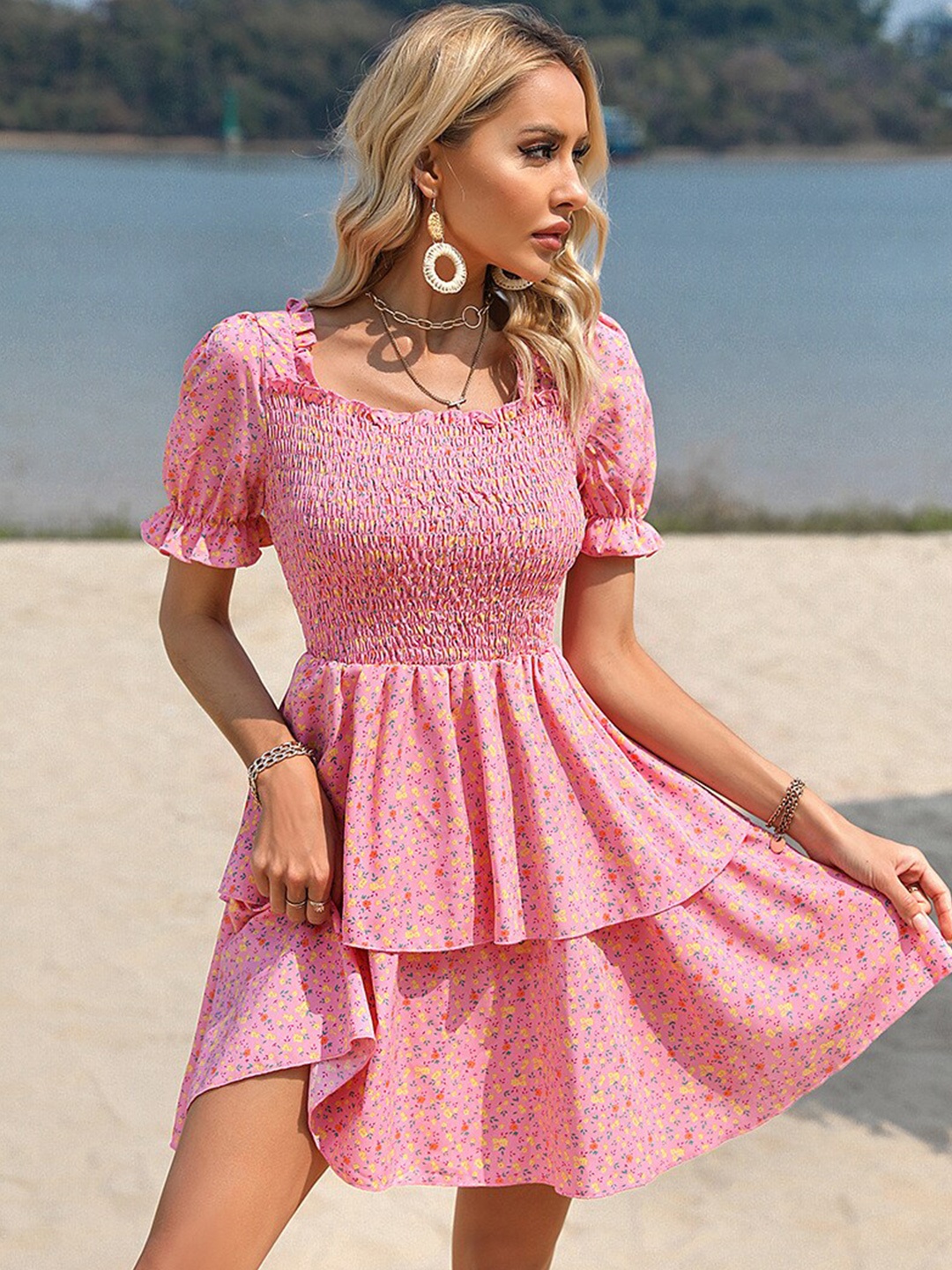 

StyleCast Pink Floral Printed Fit & Flare Dress