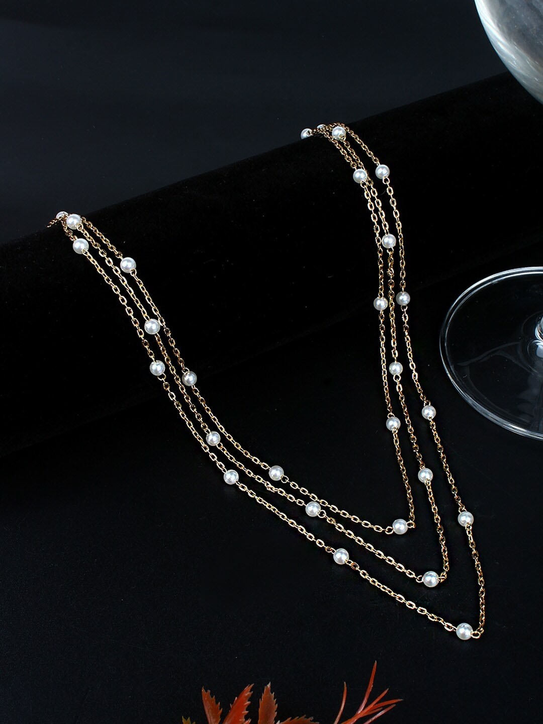 

DressBerry Gold Brass Gold-Plated Pearls Beaded Necklace