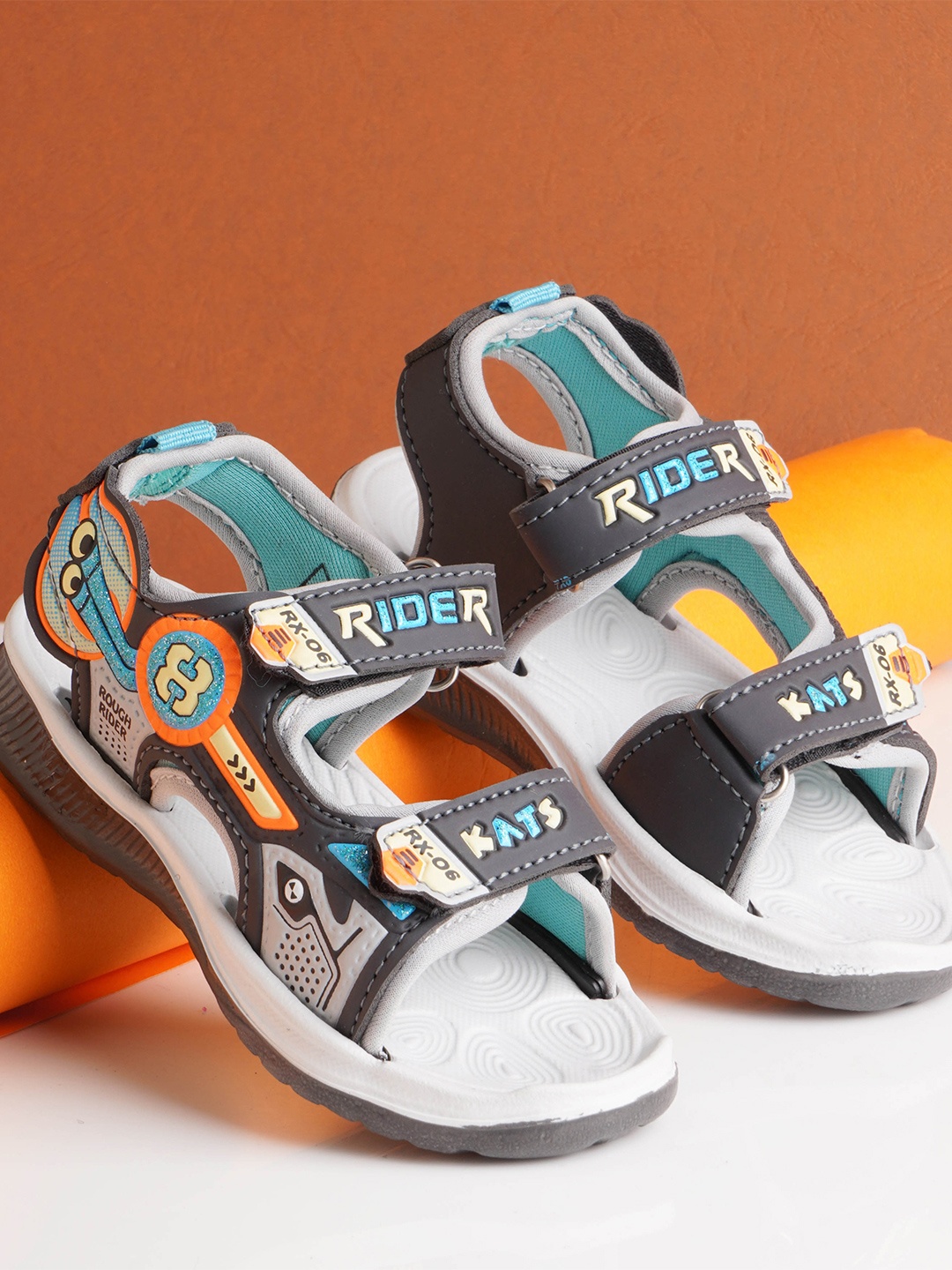 KATS Kids Printed Sports Sandals, Grey