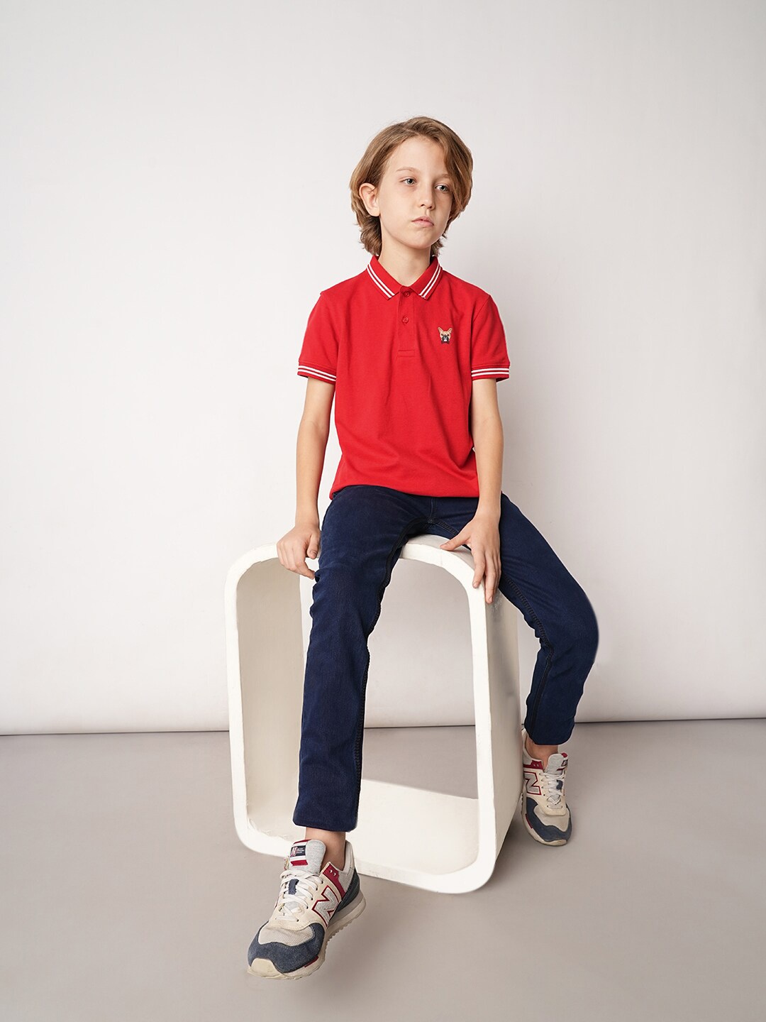 

Jack & Jones Junior Boys Polo Collar Pure Cotton T-shirt, Red