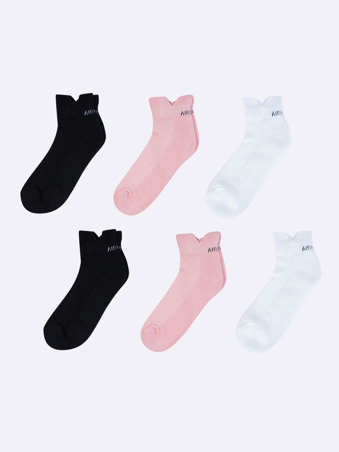 

AIR GARB Unisex Pack Of 6 Breathable Pure Cotton Ankle Length Socks, Pink
