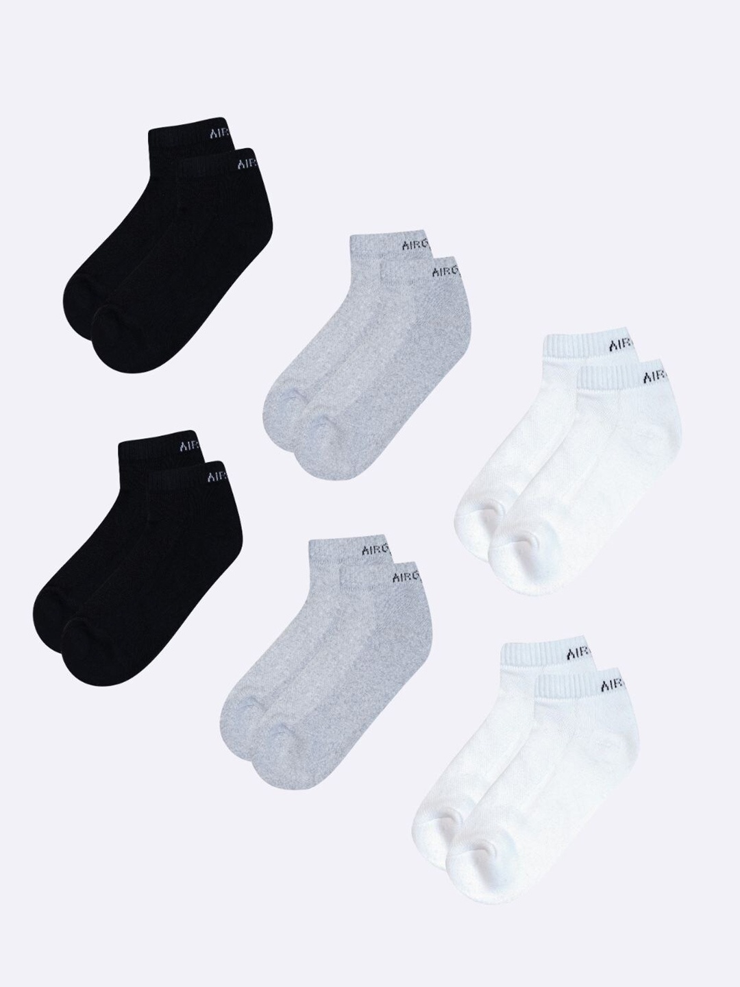 

AIR GARB Unisex Pack Of 6 Breathable Pure Cotton Ankle Length Socks, White