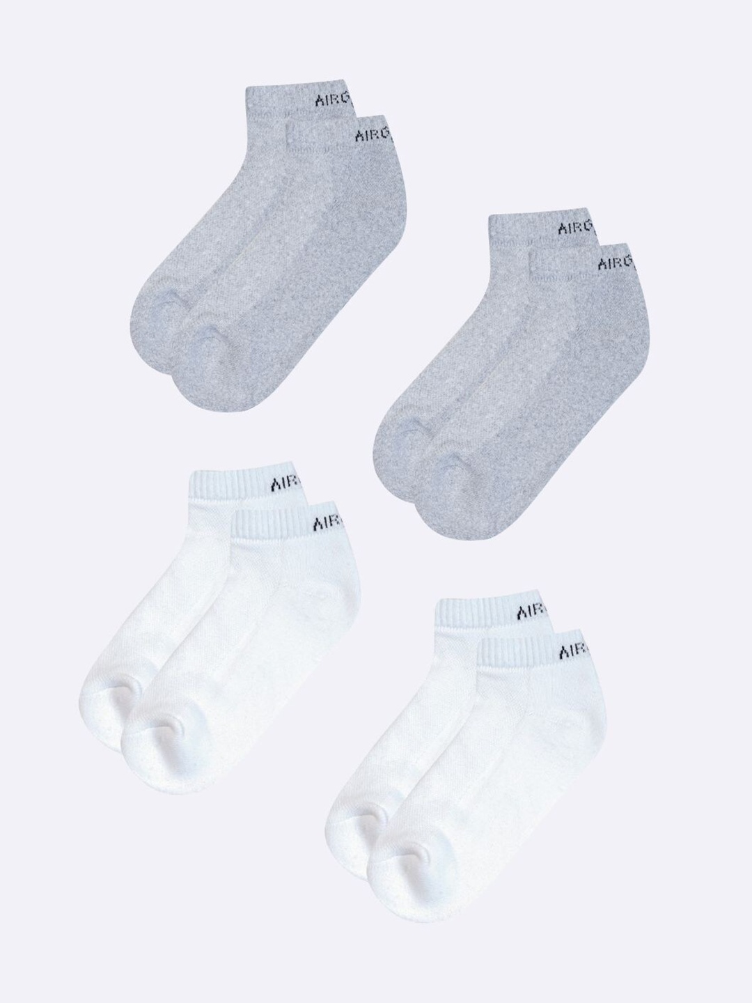 

AIR GARB Unisex Pack Of 4 Breathable Pure Cotton Ankle Length Socks, Grey