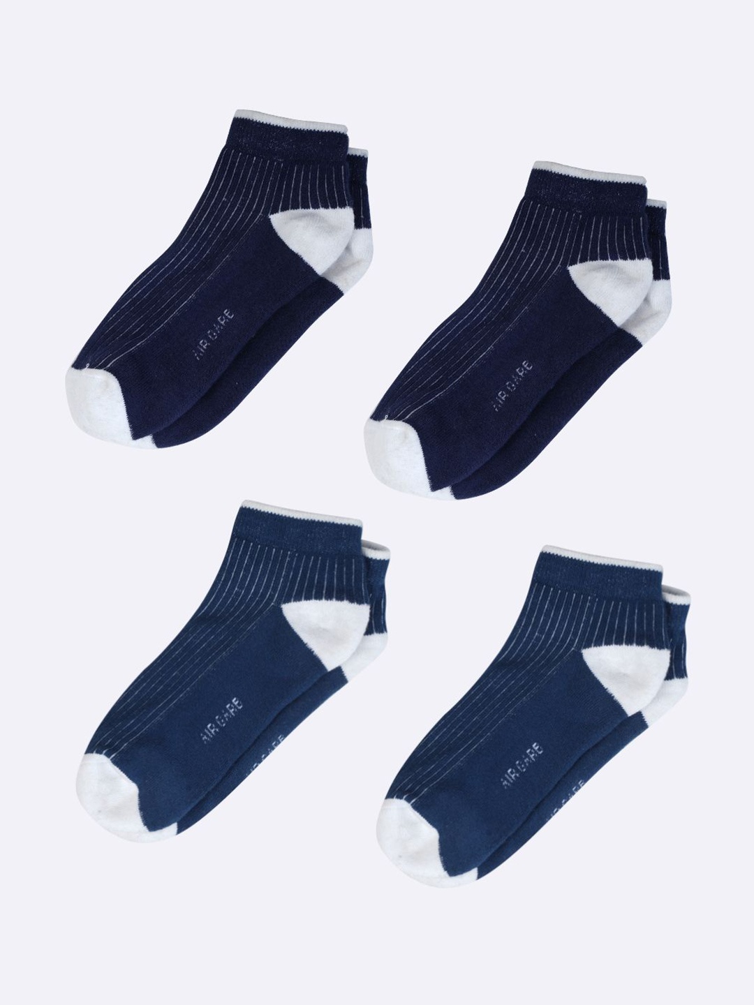 

AIR GARB Unisex Pack Of 4 Striped Ankle Length Socks, Grey