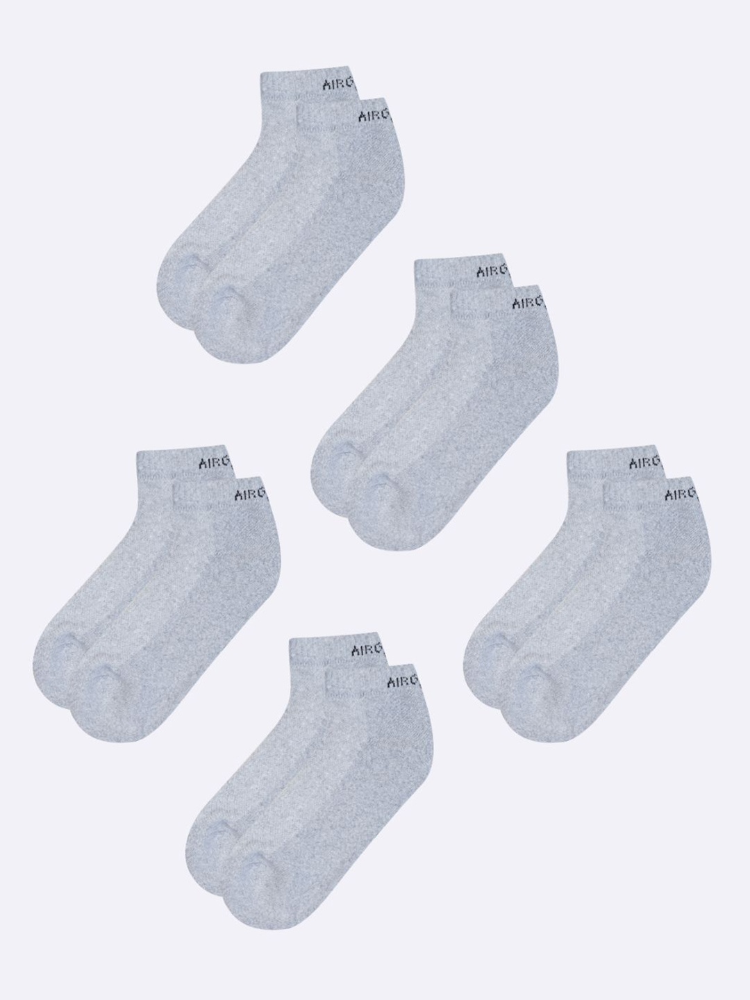 

AIR GARB Unisex Pack Of 5 Breathable Pure Cotton Ankle Length Socks, Grey