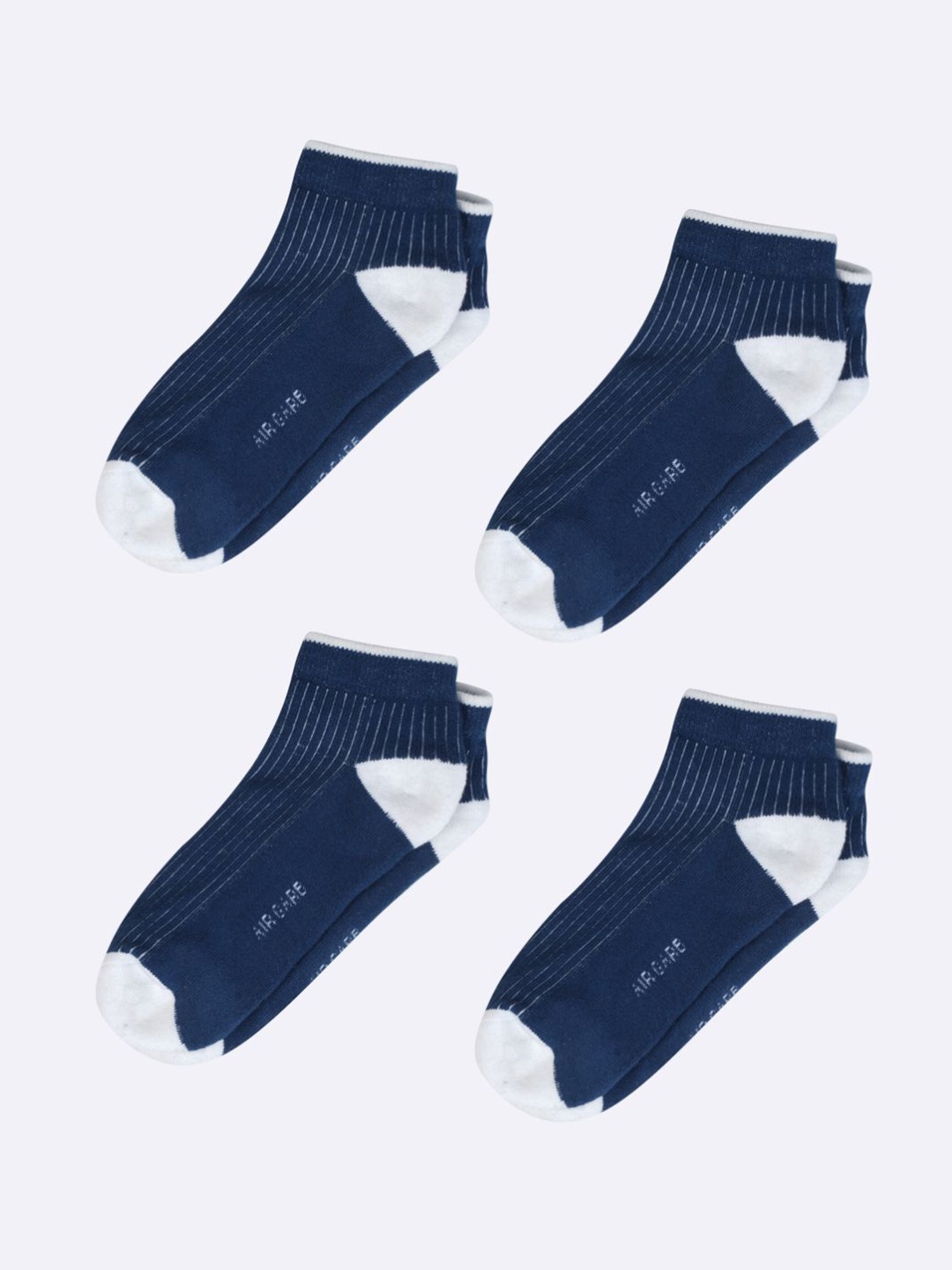 

AIR GARB Unisex Pack Of 4 Striped Ankle Length Socks, Blue