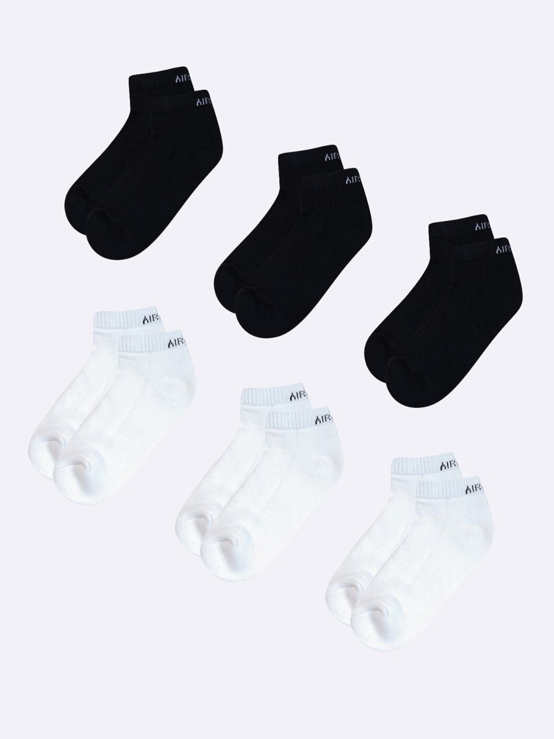 

AIR GARB Unisex Pack Of 6 Breathable Pure Cotton Ankle Length Socks, Black