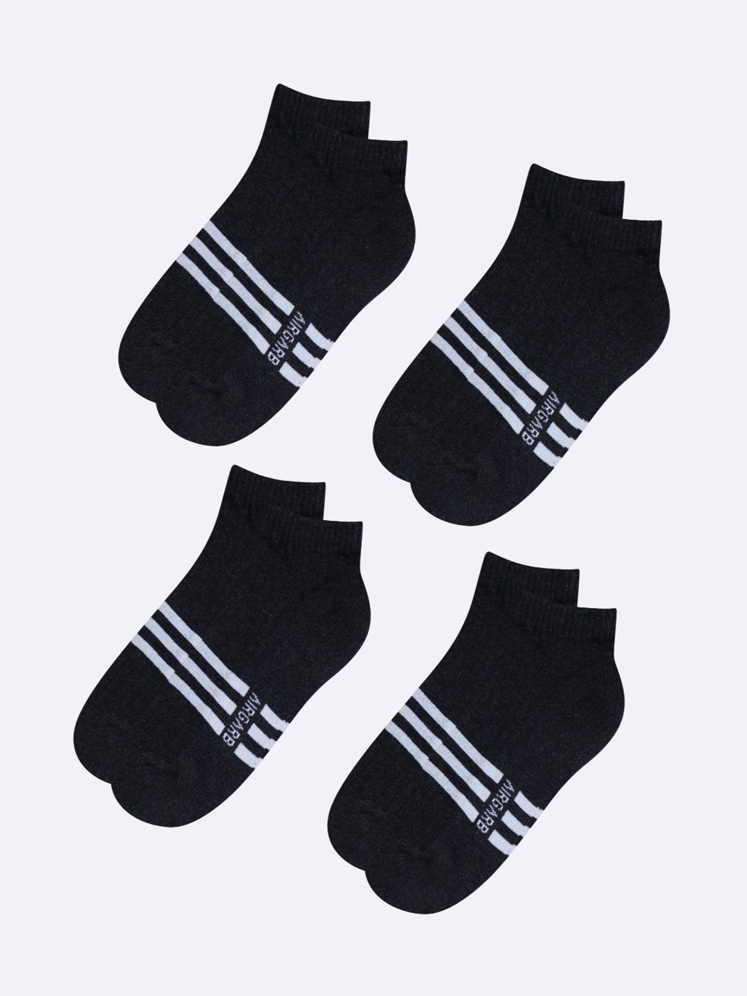 

AIR GARB Unisex Pack Of 4 Striped Ankle Length Socks, Grey