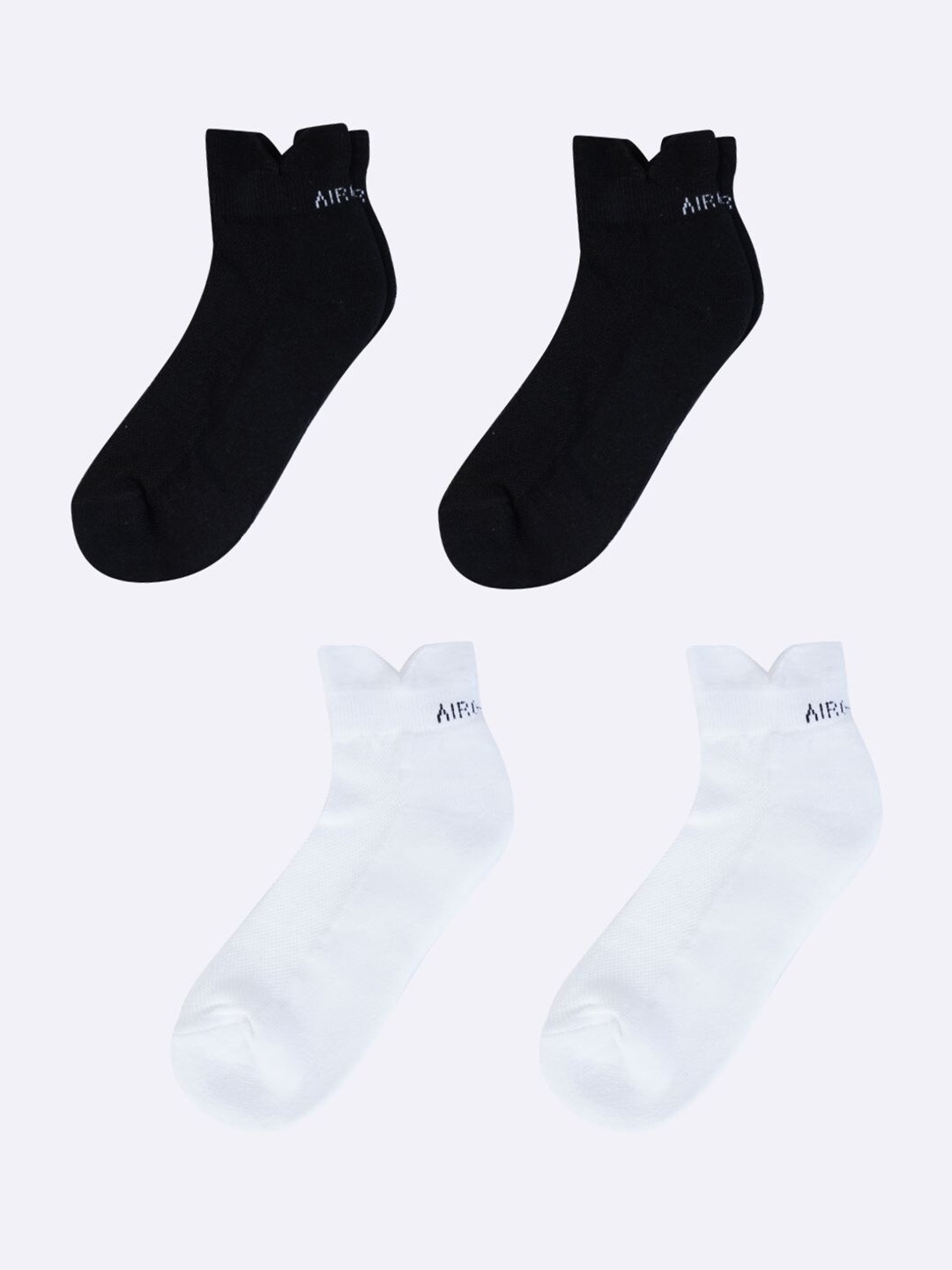 

AIR GARB Unisex Pack Of 4 Breathable Pure Cotton Ankle Length Socks, Black