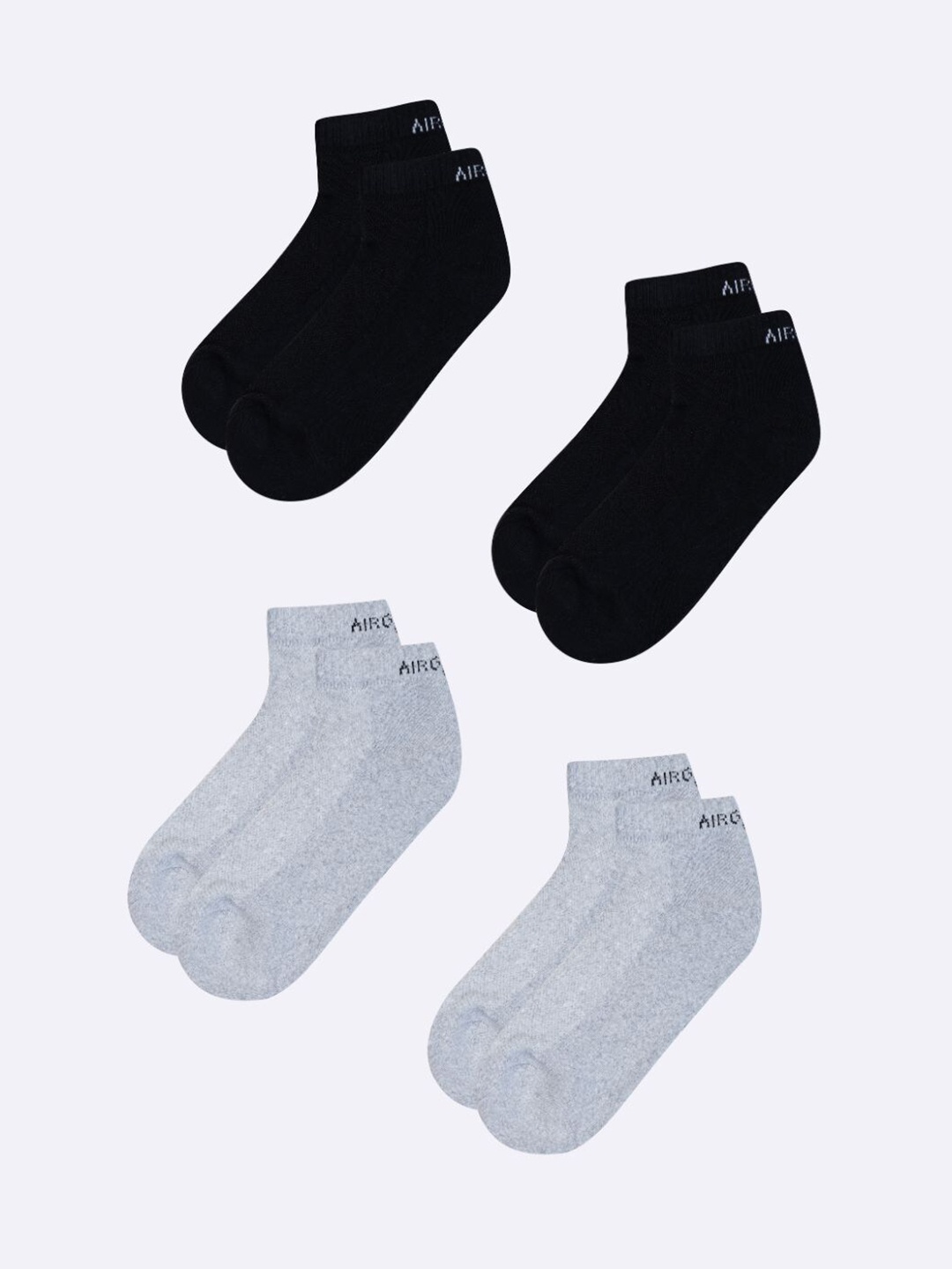 

AIR GARB Unisex Pack Of 4 Breathable Pure Cotton Ankle Length Socks, Black