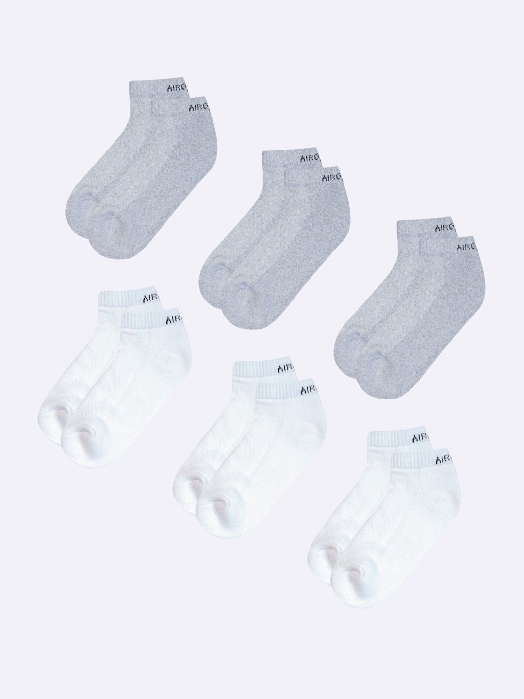 

AIR GARB Unisex Pack Of 6 Ankle Length Socks, Grey