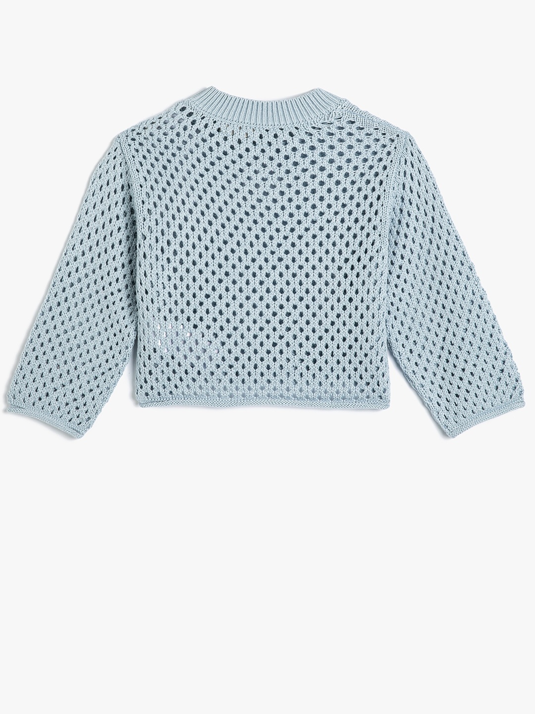 

Koton Girls Open Knit Self Design Cotton Acrylic Pullover Sweater, Blue