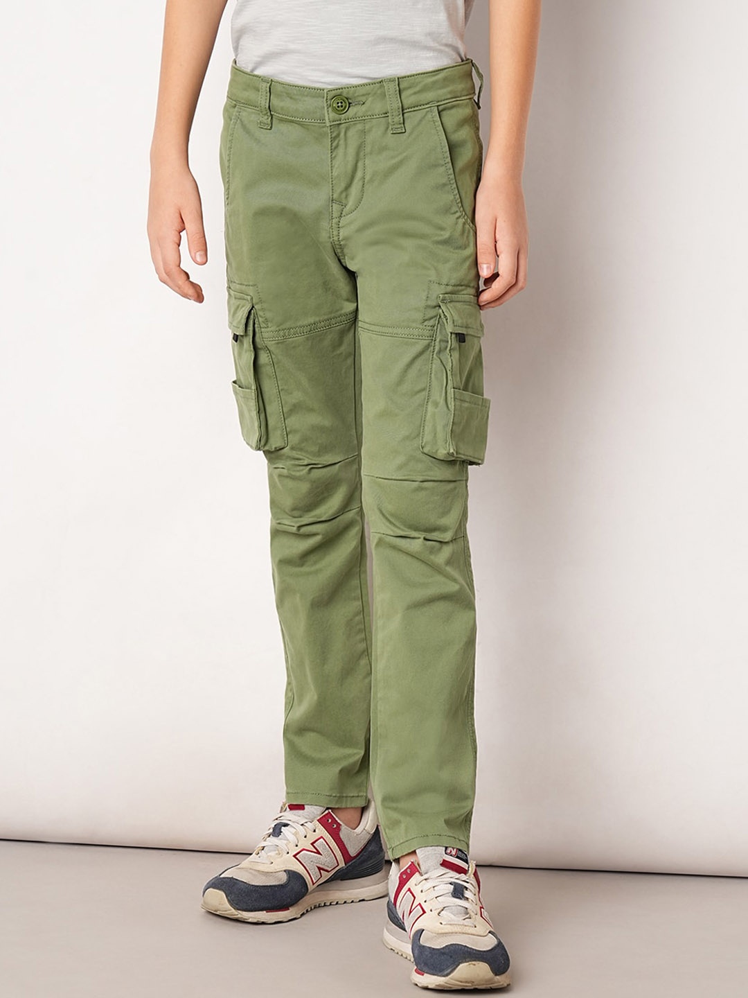 

Jack & Jones Junior Boys Mid-Rise Pure Cotton Cargos, Green