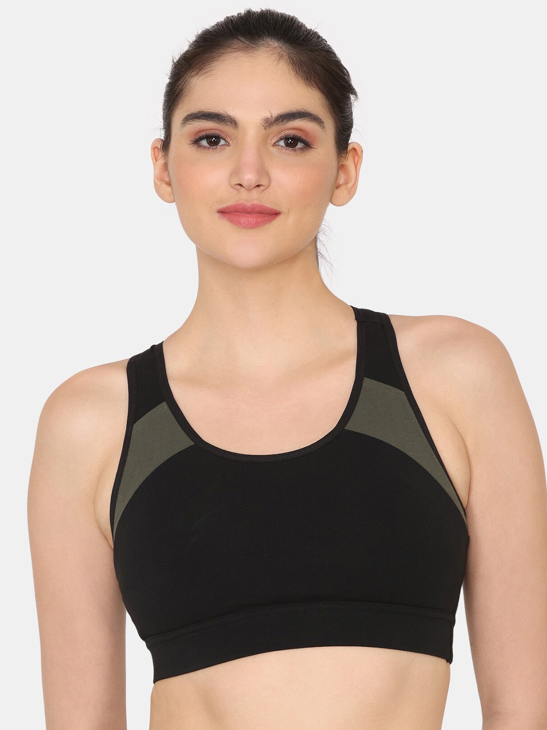 

Zelocity by Zivame Colourblocked Full Coverage Non-Wired Super Support Bra All Day Comfort, Black