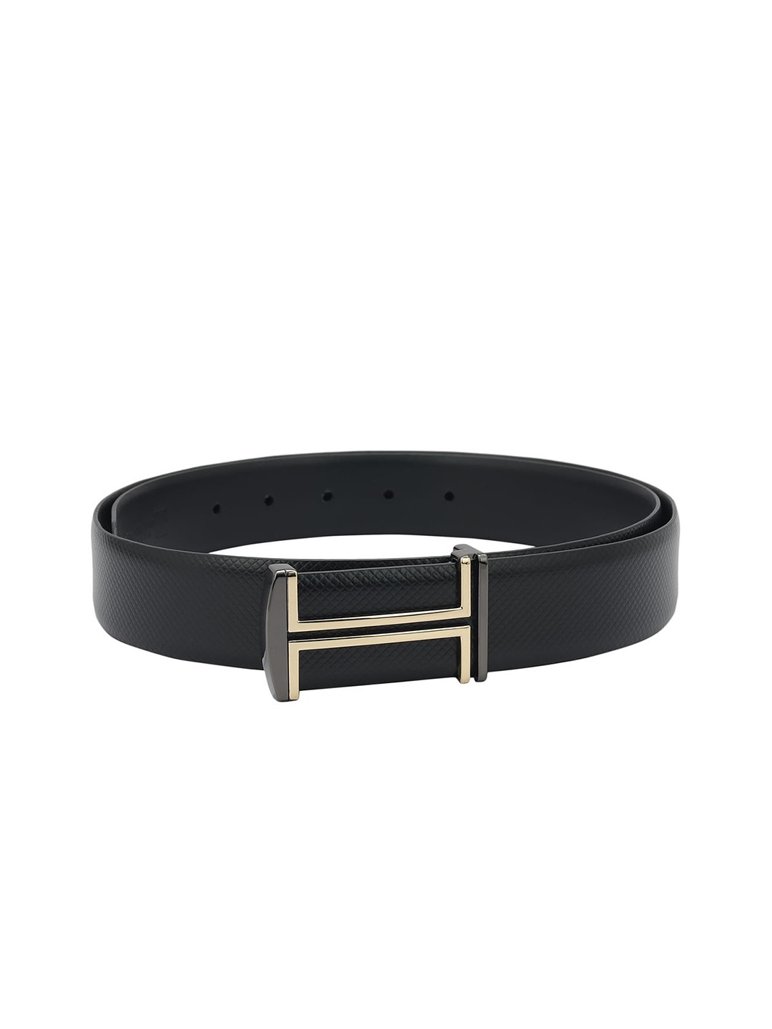 

Da Milano Men Textured Leather Belt, Black