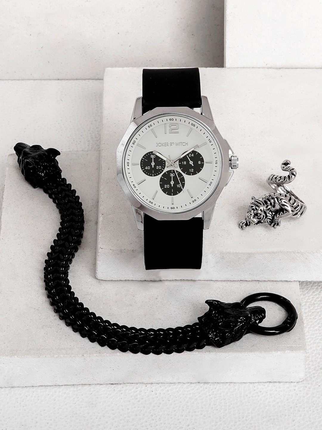 

JOKER & WITCH Men Stainless Steel Watch Gift Set- JWMLT8, Black