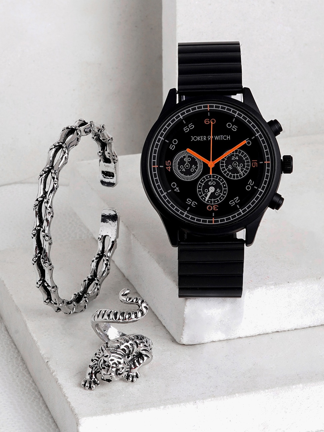 

JOKER & WITCH Men Stainless Steel Watch Gift Set JWMLT10, Black