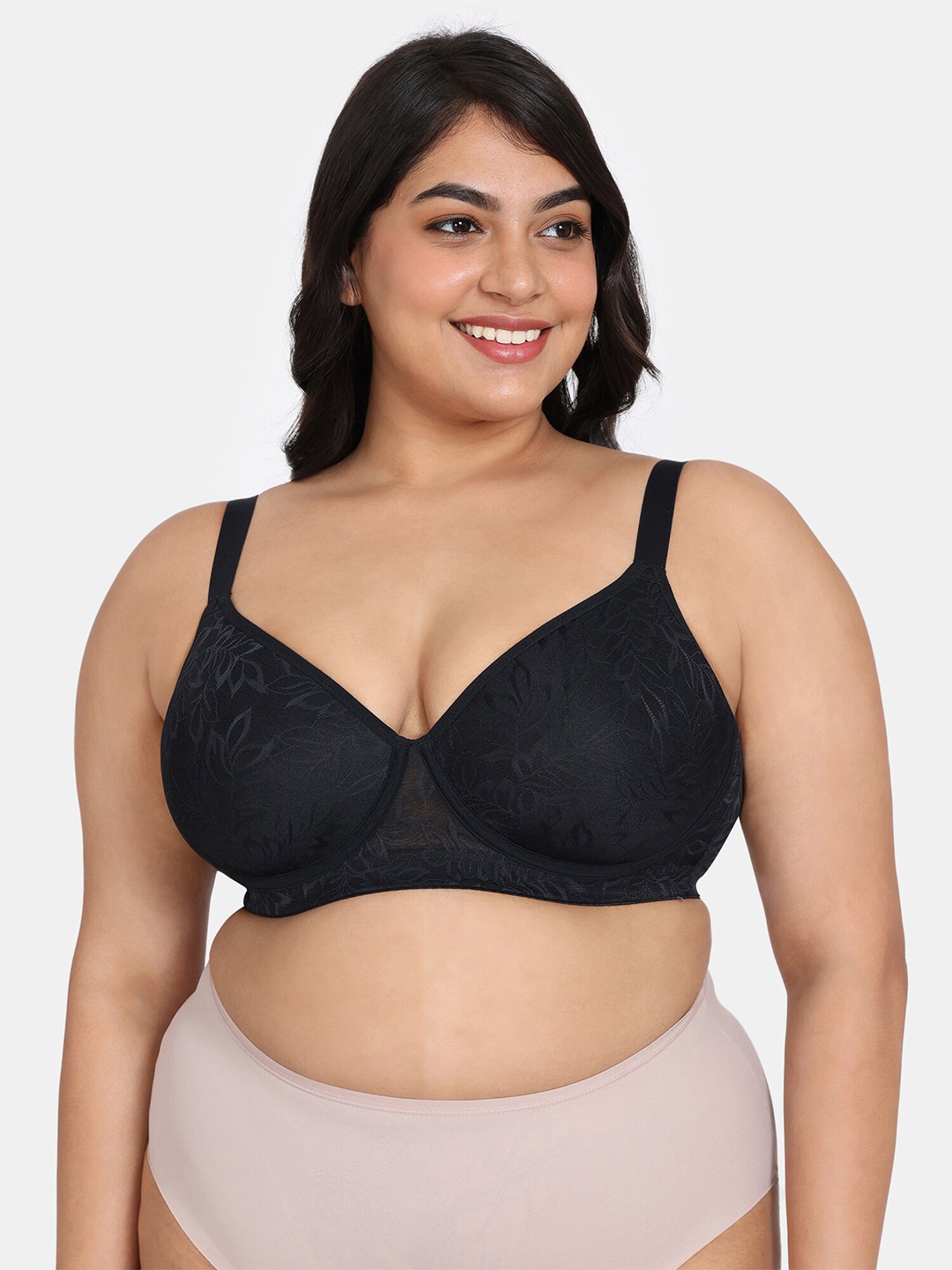 

Zivame Plus Size Full Coverage Non Padded Everyday Bra With All Day Comfort, Black
