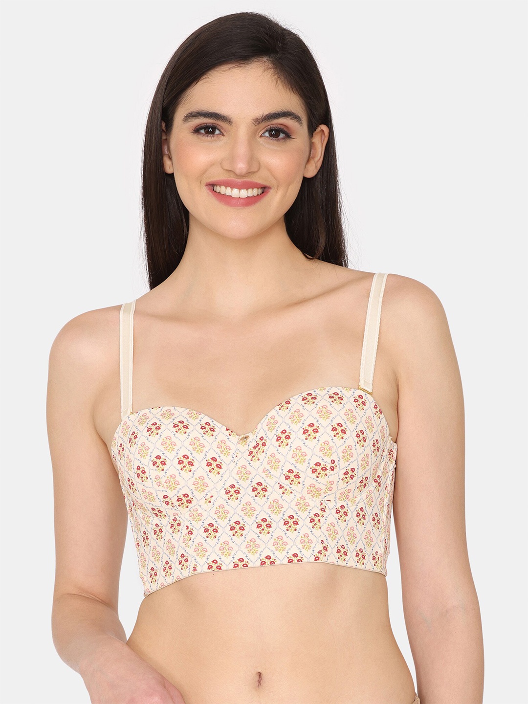 

Zivame Floral Printed Medium Coverage Lightly Padded Everyday Bra With All Day Comfort, Pink