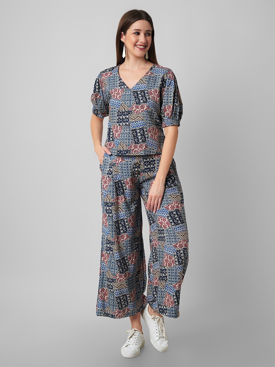 

Haute and Humble Floral Printed Puff Sleeves Top, Blue