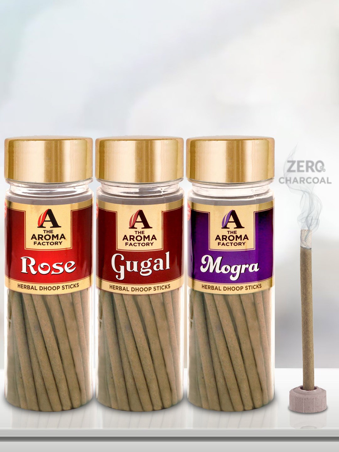 

The Aroma Factory Brown 3 Pcs Wooden Rose Gugal & Mogra Fragrance Incense Sticks