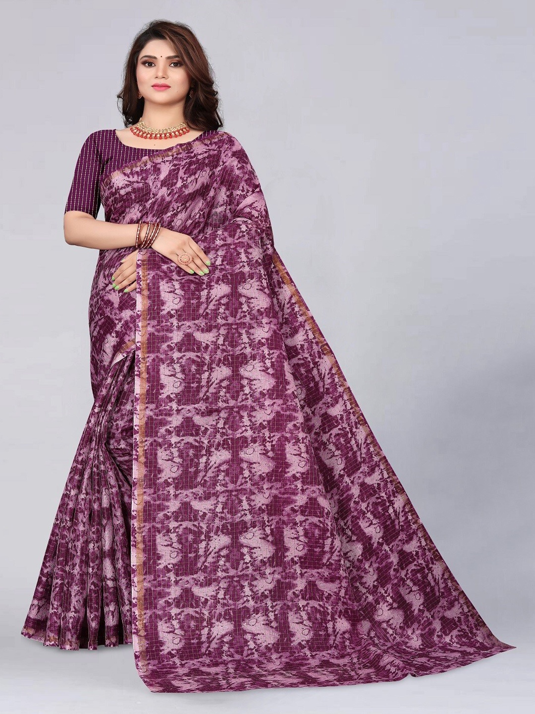 

ZEEPKART Abstract Woven Design Saree, Purple