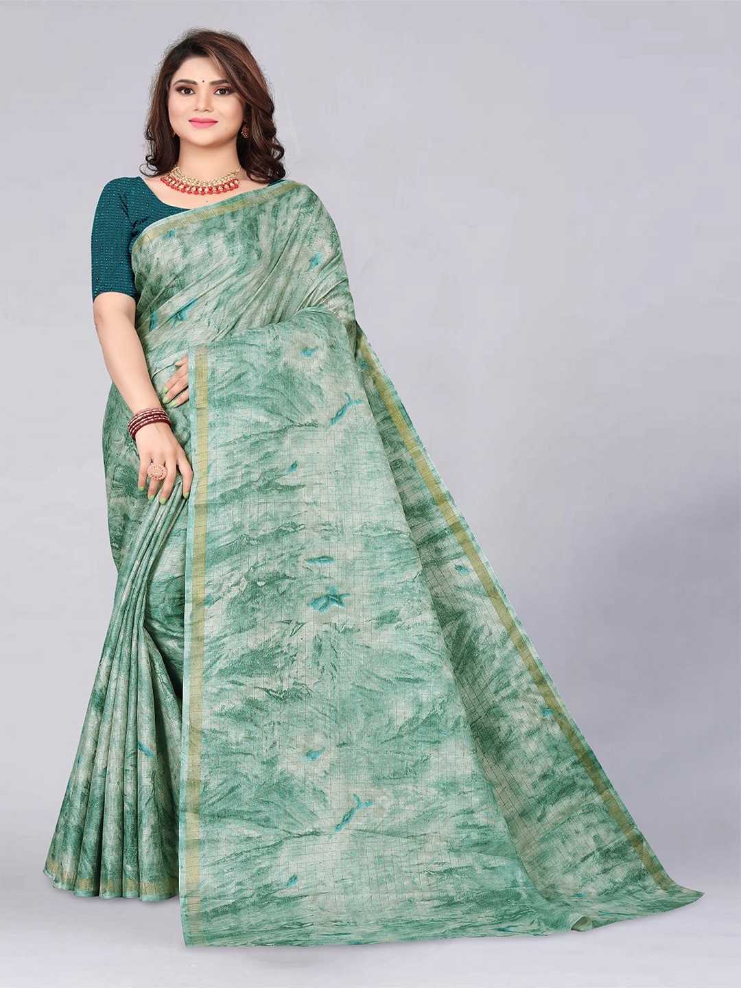 

ZEEPKART Abstract Printed Saree, Green