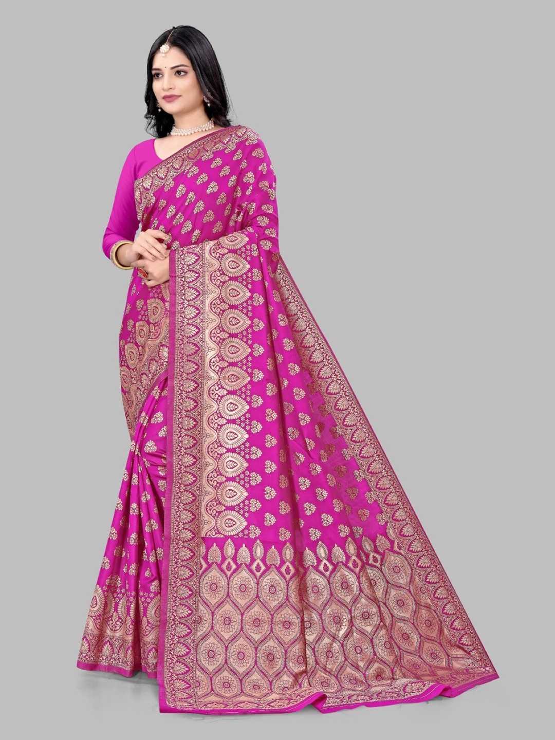 

ZEEPKART Ethnic Motif Woven Design Saree, Pink