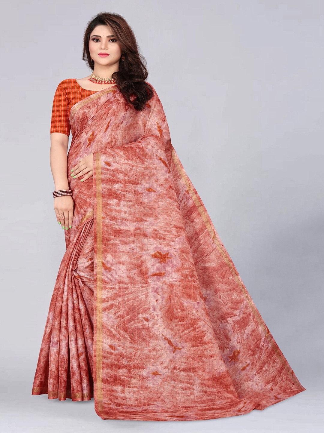 

ZEEPKART Abstract Printed Saree, Red