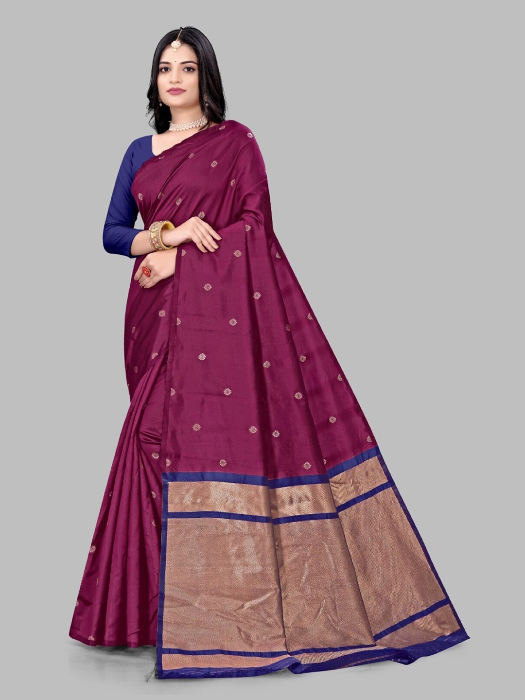 

ZEEPKART Floral Woven Design Saree, Maroon